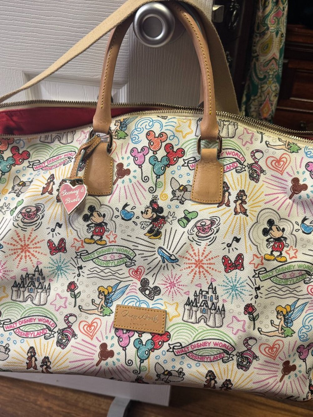 Disney Parks x Dooney & Bourke White Sketch Weekender Duffle Bag